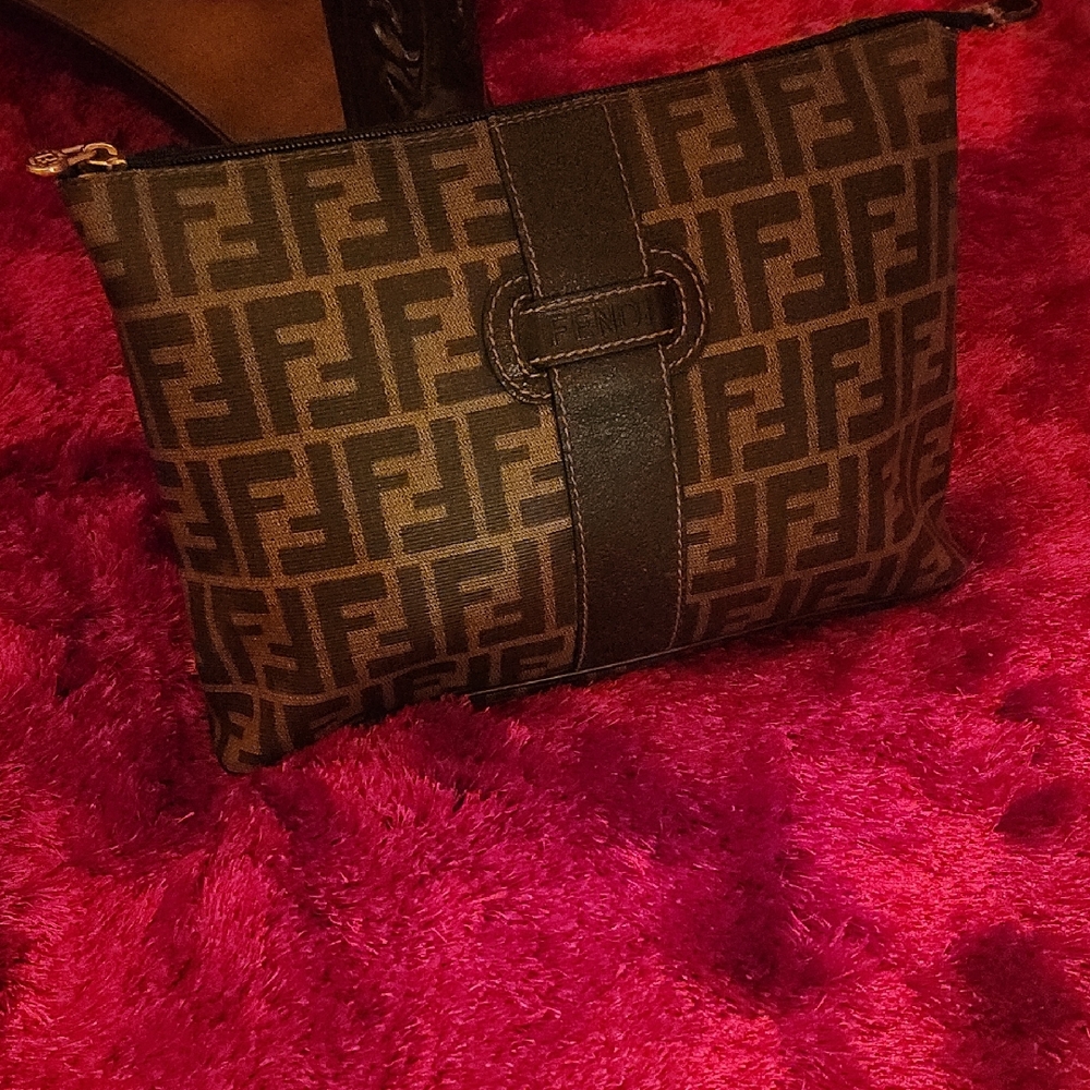 Vintage Fendi Brown Monogram Clutch
